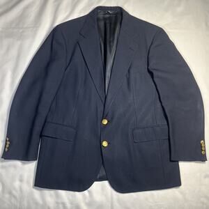 Ralph Lauren Polo University Club Blazer Sport Coat 46R Navy Blue Gold Buttons